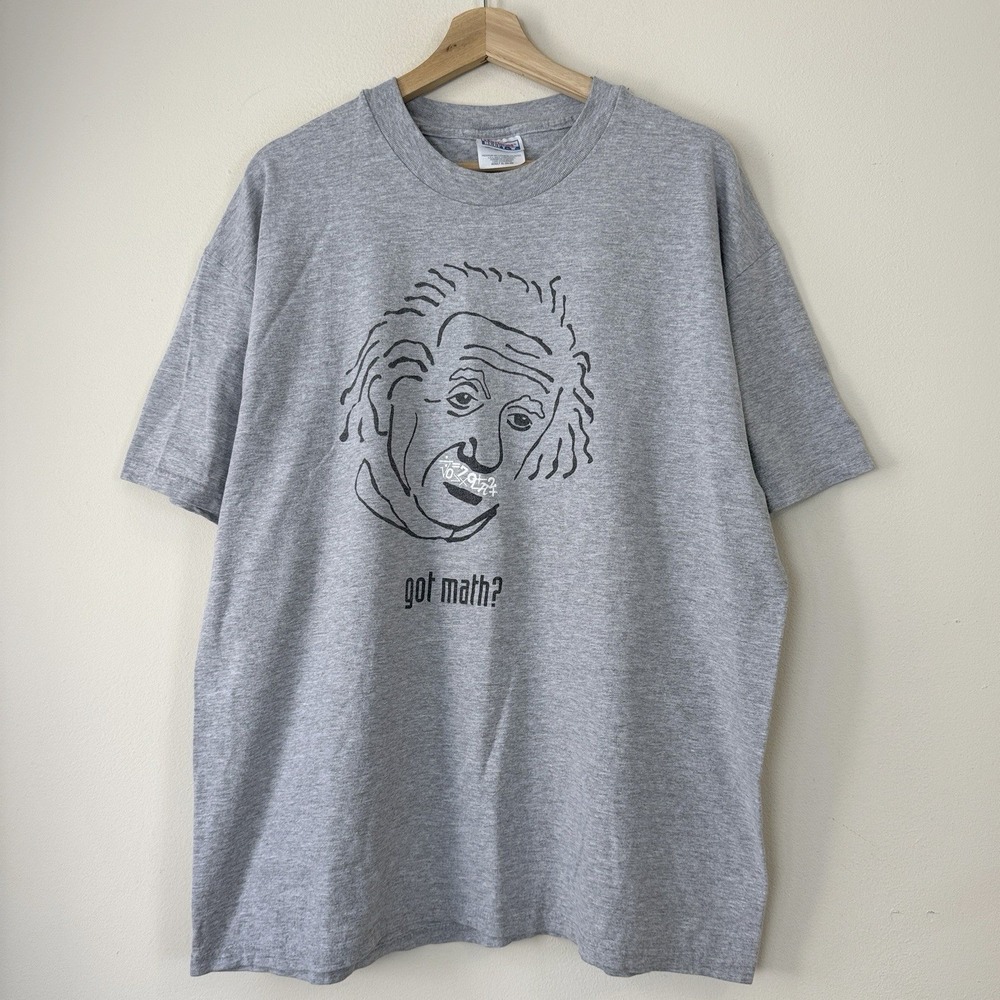 Vintage 90s Albert Einstein Math Counts Competition University Grey Tee Shirt XL